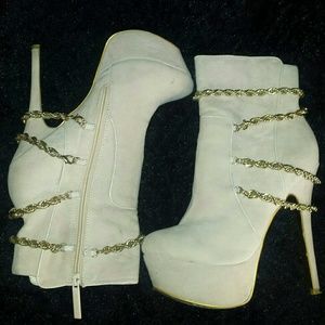 Gold chain booties